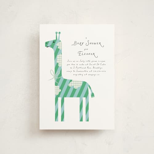 This is a earth baby shower postcards with standard by mo kelley called patterned giraffe printing on signature in postcard