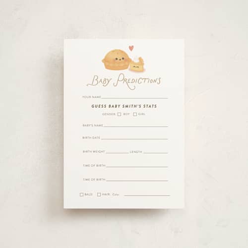 This is a tan baby shower postcards with standard by Itsy Belle Studio called cutie pie printing on signature in postcard