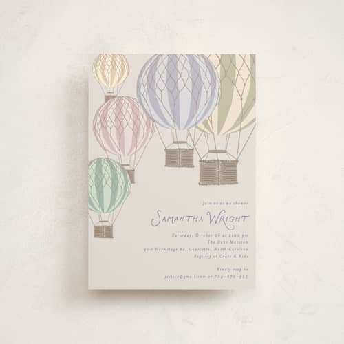 This is a bluebird baby shower postcards with standard by Kampai Designs called balloons printing on signature in postcard