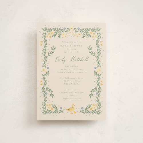 This is a vanilla baby shower postcards with standard by frau brandt called cottage life printing on signature in postcard