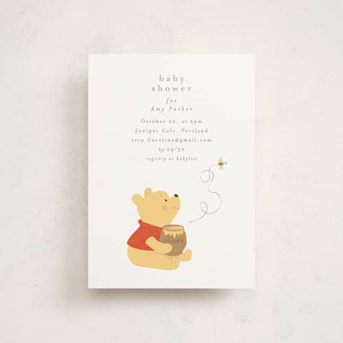 This is a cotton baby shower postcards with standard by Angela Thompson called disney's pooh hunny pot printing on signature in postcard