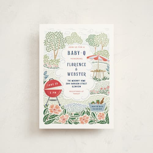 This is a ketchup baby shower postcards with standard by Paper Sun Studio called backyard bbq printing on signature in postcard