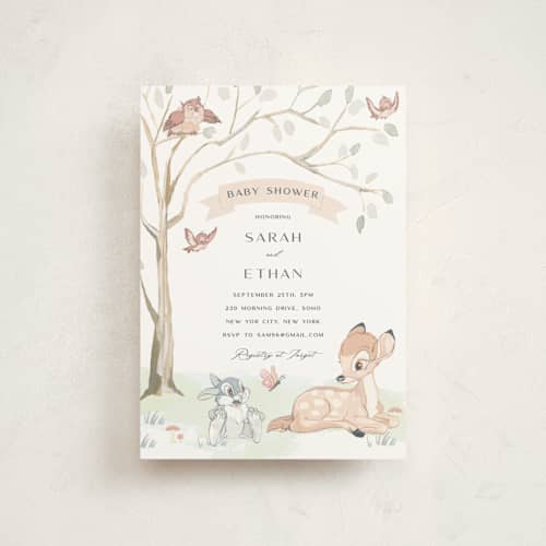This is a sunshine baby shower postcards with standard by Teju Reval called disney's sweet bambi printing on signature in postcard