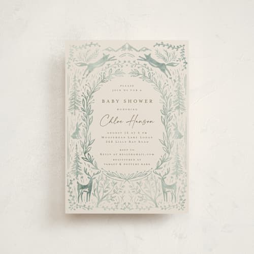 This is a sage baby shower postcards with standard by Petra Kern called the story begins printing on signature in postcard