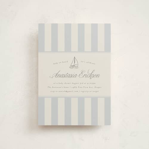 This is a sailor baby shower postcards with standard by Stephanie Hawkes called on board printing on signature in postcard