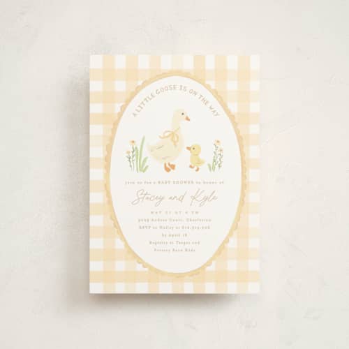 This is a buttercup baby shower postcards with standard by Creo Study called vintage goose printing on signature in postcard