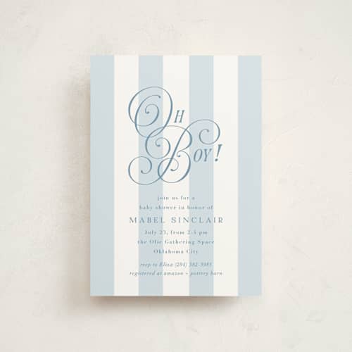 This is a bluebonnet baby shower postcards with standard by Laura Hankins called oh boy! printing on signature in postcard