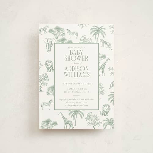 This is a palm baby shower postcards with standard by Jenna Holcomb called safari printing on signature in postcard