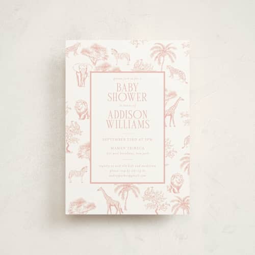 This is a petal baby shower postcards with standard by Jenna Holcomb called safari printing on signature in postcard