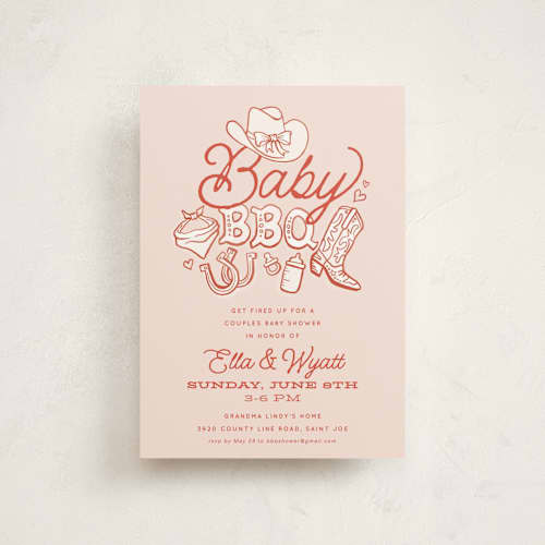 This is a cherry pie baby shower postcards with standard by Jessie Steury called cute country bbq printing on signature in postcard