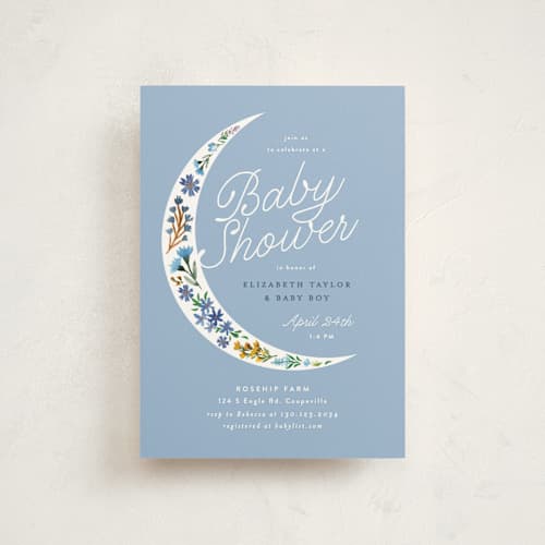 This is a moon flower baby shower postcards with standard by Alethea and Ruth called floral moon printing on signature in postcard