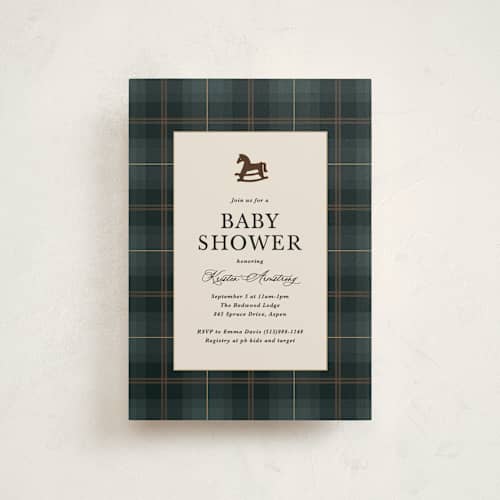 This is a juniper baby shower postcards with standard by Kate Ahn called wesley printing on signature in postcard