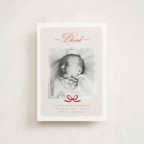 This is a cherry babys first christmas with standard by Nicoletta Savod called our blessed gift printing on signature in postcard