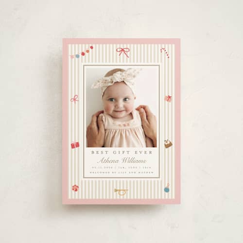 This is a gumdrop babys first christmas with standard by Teju Reval called best gift printing on signature in postcard