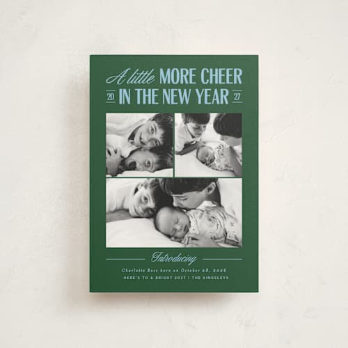 This is a forest babys first christmas with standard by Heather Schertzer called little cheer printing on signature in postcard