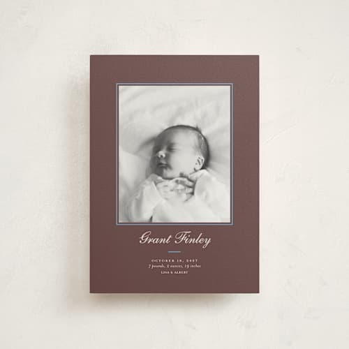 This is a teddy bear petite birth announcements with standard by Alston Foster called peanut printing on signature in petite
