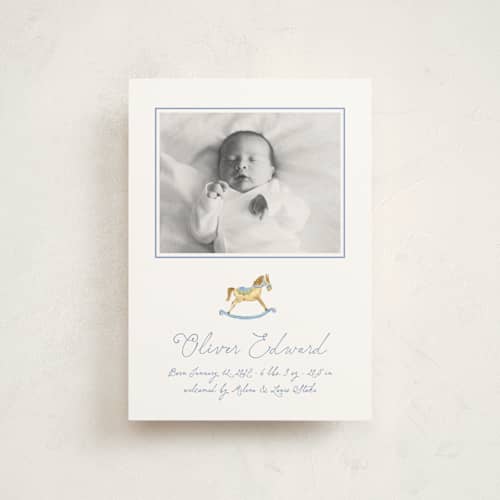 This is a powder petite birth announcements with standard by Pati Cascino called ternure printing on signature in petite