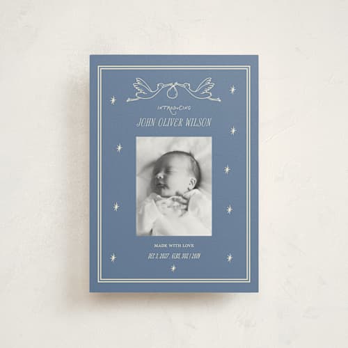 This is a neptune birth announcement postcards with standard by Rina Ozum called our little miracle printing on signature in postcard