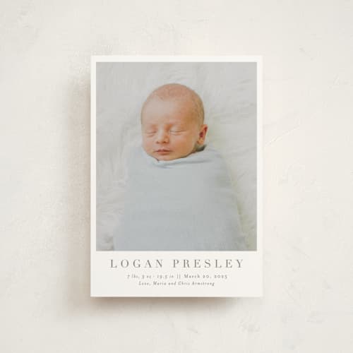 This is a fawn birth announcement postcards with standard by Megan Davis called menil printing on signature in postcard