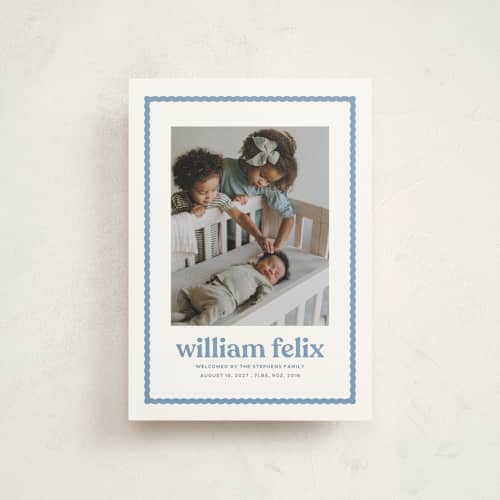 This is a water birth announcement postcards with standard by Lea Delaveris called first impression printing on signature in postcard