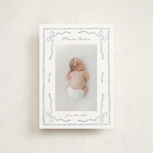 This is a sky birth announcement postcards with standard by Jelena Vuletic called arabella printing on signature in postcard