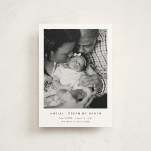 This is a fawn birth announcement postcards with standard by Megan Davis called soho printing on signature in postcard