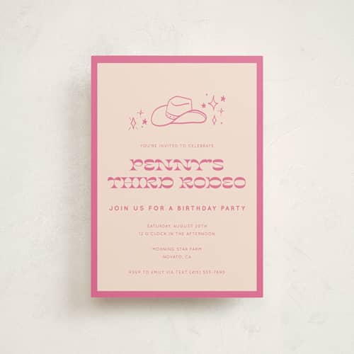 This is a peony petite kids birthday invitations with standard by Rachel Cassel called cowgirl birthday printing on signature in petite