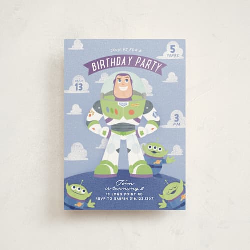 This is a bluebell petite kids birthday invitations with standard by Sabrin Deirani called disney and pixar's lightyear printing on signature in petite