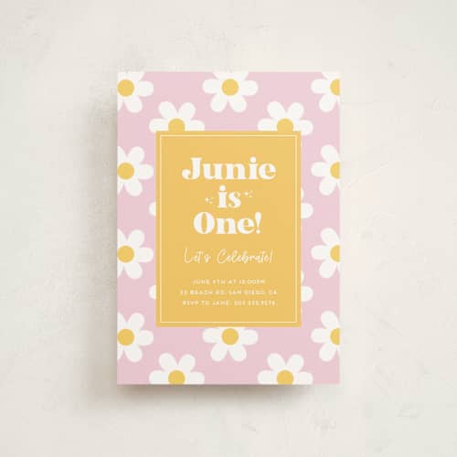 This is a daisy petite kids birthday invitations with standard by Little Print Design called daisys printing on signature in petite