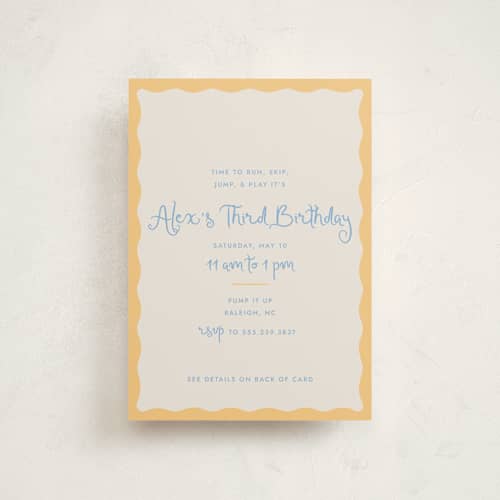 This is a melon kids birthday invitations with standard by Megan Davis called augusta printing on signature in postcard