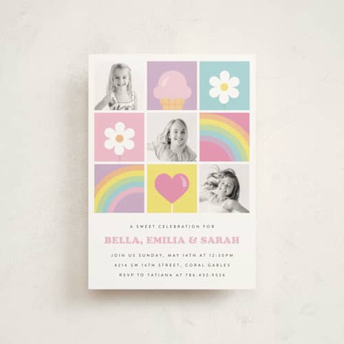 This is a cupcake kids birthday invitations with standard by Maria Alou called sweet party printing on signature in postcard