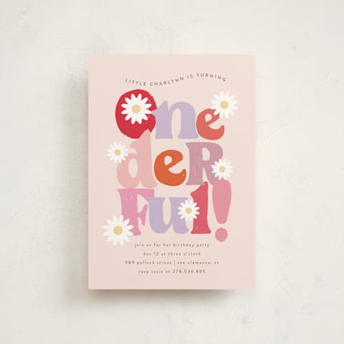 This is a petal kids birthday invitations with standard by chocomocacino called lei printing on signature in postcard