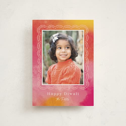 This is a carnation diwali cards with standard by Laura Hankins called painterly frame printing on signature in postcard