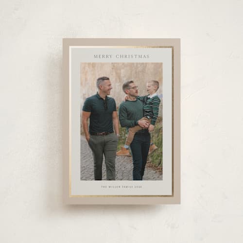 This is a crepe christmas postcards with foil pressed by Nicole Walsh called foil frame printing on signature in postcard