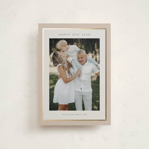 This is a crepe christmas postcards with foil pressed by Nicole Walsh called foil frame printing on signature in postcard
