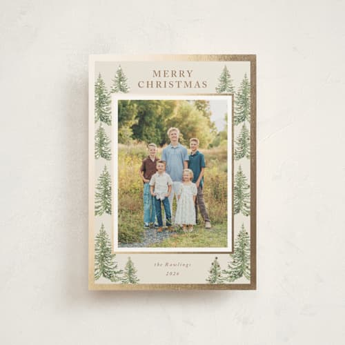This is a toffee christmas postcards with foil pressed by Petra Kern called winter trees printing on signature in postcard