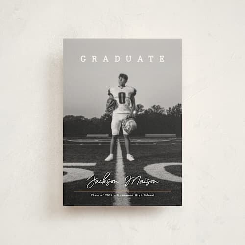 This is a snow graduation announcements with standard by Kaydi Bishop called balance printing on signature in petite