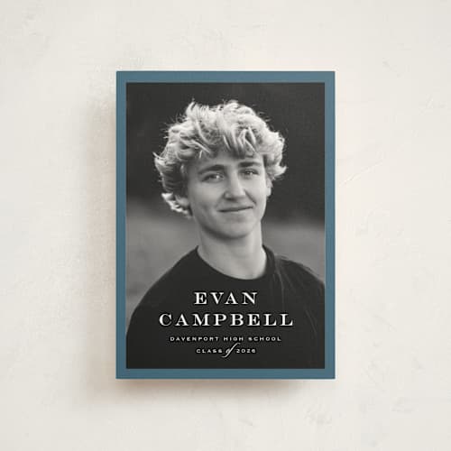 This is a rain graduation announcements with standard by Carolyn MacLaren called forever young printing on signature in petite