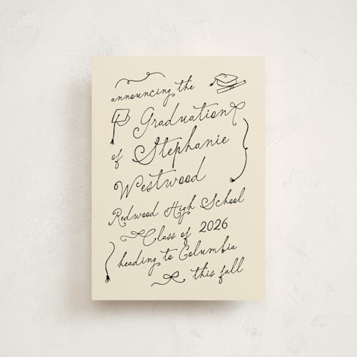 This is a bamboo graduation announcements with standard by Creo Study called take a bow printing on signature in petite