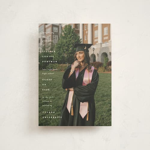 This is a snow graduation announcements with standard by Lauren Chism called along side printing on signature in petite