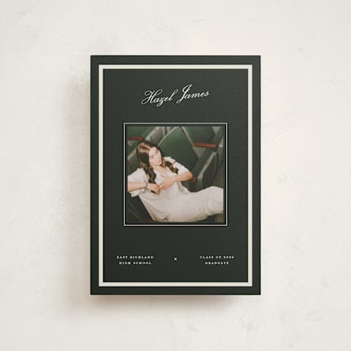 This is a jade graduation announcements with standard by Pixel and Hank called prepped printing on signature in petite