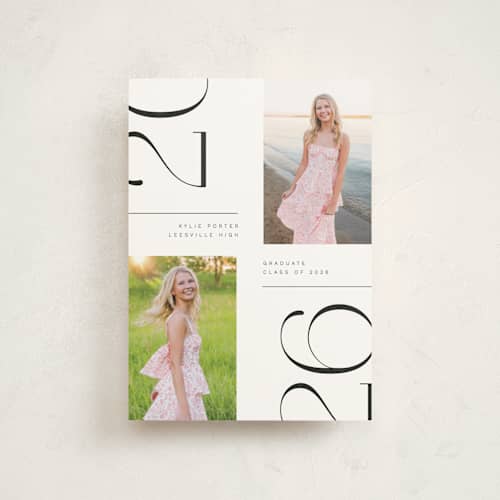 This is a pearl graduation announcements with standard by David Michuki called trim edges printing on signature in petite