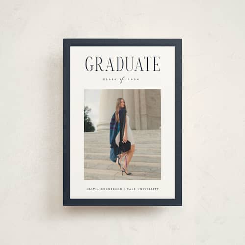 This is a navy graduation announcements with standard by Christy Hy Lee called classic layout printing on signature in petite