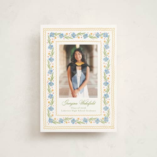This is a sky graduation announcements with standard by Melanie Kosuge called blooming printing on signature in petite