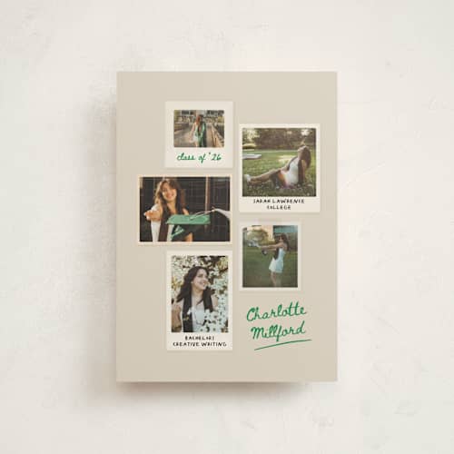 This is a cement graduation announcements with standard by Kamala Nahas called ephemeral printing on signature in petite