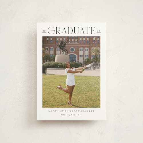 This is a snow graduation announcements with standard by Nicoletta Savod called newsprint printing on signature in petite