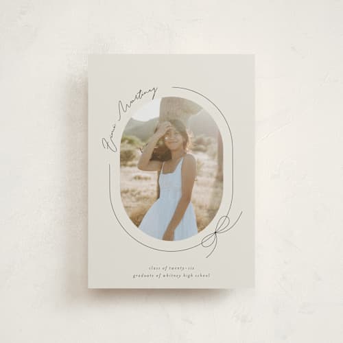 This is a latte graduation announcements with standard by Blustery August called etna printing on signature in postcard