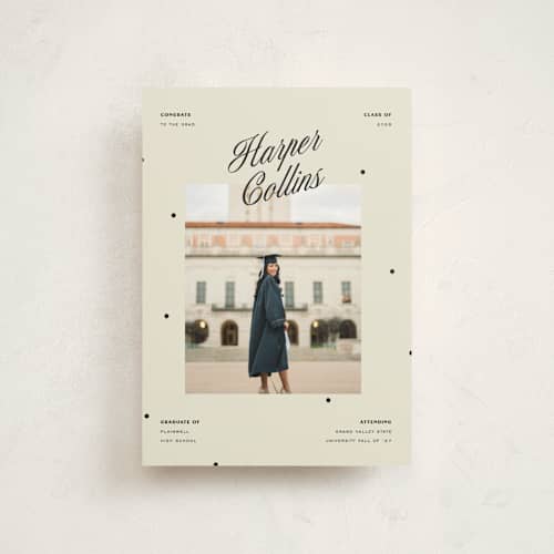 This is a butter graduation announcements with standard by Pixel and Hank called the modern printing on signature in postcard