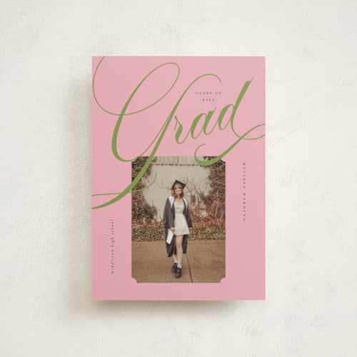 This is a strawberry matcha graduation announcements with standard by Vera Lim called bold.. printing on signature in postcard