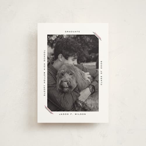 This is a coal graduation announcements with standard by Claudia Orengo called color stripes printing on signature in postcard